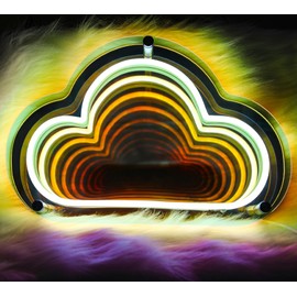 Fariita Infinity Cloud Neon Sign Light Up Infinity Mirror Double-Layer Acrylic Light Cloud LED Lamp with USB Power Bar Home Table Decor Gifts for Birthday Mather's Day Housewarming Congrats Grad