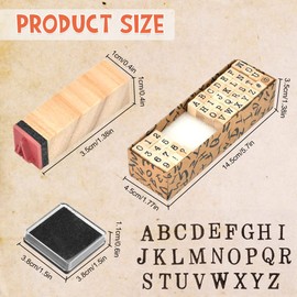 KBNIAN Wooden Rubber Stamps Kit, 40 Pcs Alphabet Rubber Stamps Letters, Numbers and Punctuation Set Letter Ink Stamps Small Alphabet Stamps with Stamp Pad Stamp Set for Arts, Crafts, Card Making