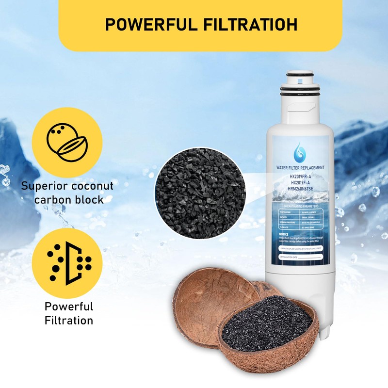 HX2019F-A HX2019FR-A Water Filter Replacement, Compatible With Hisense HRM260N6TSE, HRFD560SW,