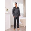 JupiterSecret Men's Silk Pajamas Set Long Sleeve Button-Down Sleepwear With