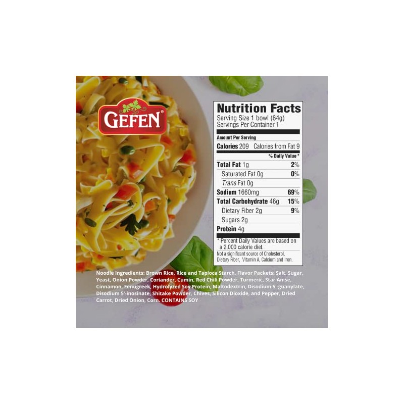 Gefen Brown Rice Gluten Free Instant Noodle Soup, Vegetable Flavor