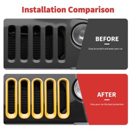 SQQP Grill Insert Grille Inserts Cover Fit for 2007-2018 Jeep Wrangler JK JKU,Yellow
