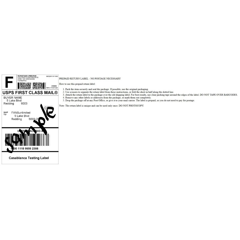 Casablanca TESTING SERVICE For YOUR Casablanca Ceiling Fan W-11 Wall