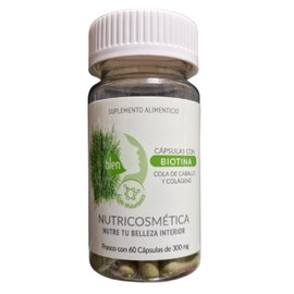 BLEN, Capsulas con biotina, cola de caballo y colgeno, 60 capsulas, nutrir cabello y cuero cabelludo, uas quebradizas.                                