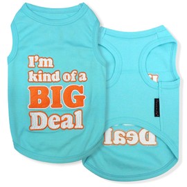 Parisian Pet Dog Tshirt - Embroidered “ I’m Kind of Big Deal “ Dog Shirt - Lightweight and Skin Friendly Dog Clothes - Sleeveless Dog Tee Shirts - Machine Washable Dog Shirt for Large Dogs - L