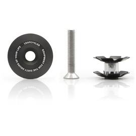 leafcycles ® Ahead Cap, 1 1/8 Inch Aluminium Stem Cap with Screw & Claw, Black