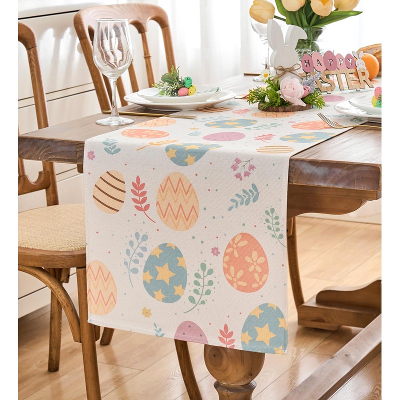 Vorysum Table Runner Modern Easter Spring Table Runner Easter Eggs