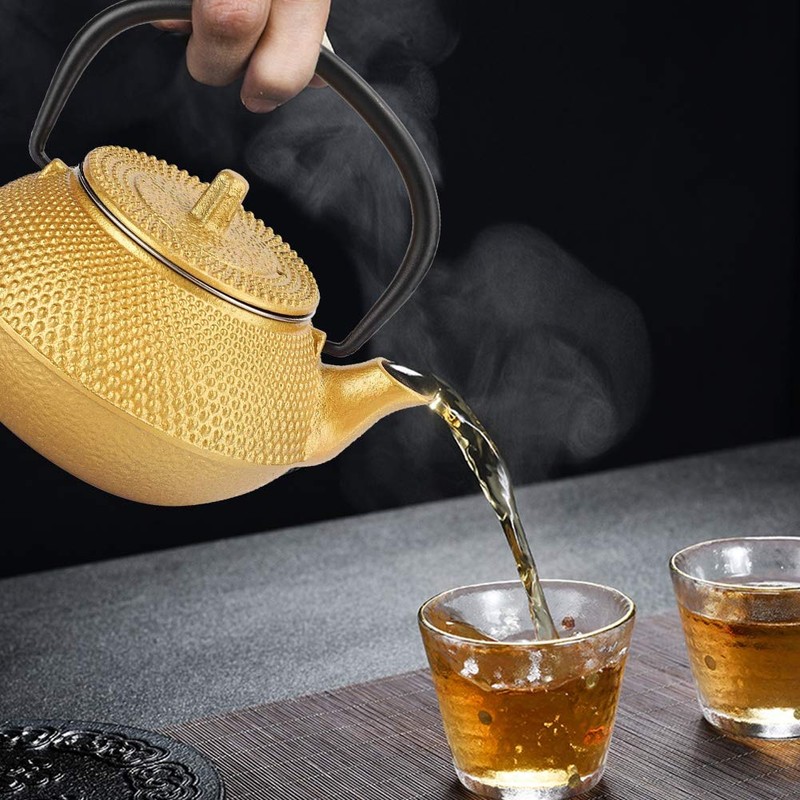 300 ml Gold Cast Iron Tea Kettle with Stainless Steel