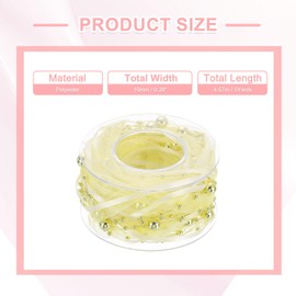 uxcell 0.4" x 5 Yards Artificial Bead Pearl Ribbon, Pearls String Beads Lace Ribbon Trims for Wedding Party Flower Decoration DIY Sewing Craft, Gold