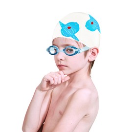 Kinder Schwimmbrille Schwimmkappe Set,Antibeschlag- und Wasserdicht,Weiches Silikon für Kinder,Professionelle Schwimmbrille für Jugendliche Kinder Jungen Mädchen Jugendliche Säuglinge und Kleinkinder