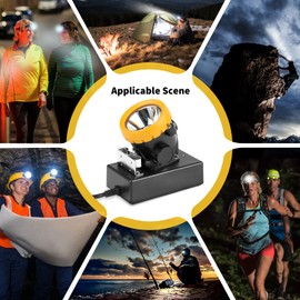 Rechargeable LED Mining Headlamp for Hard Hat Helmet, Explosion-Proof Waterproof Miner Headlight with Clip, Coal Mining Flashlight for Hunting, Fishing, Camping, Construction, Caving, Repair