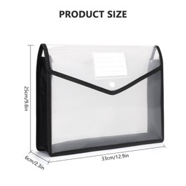 FYY Document Wallet A4.5 Pieces Document Folder A4 Portfolio Folders with Press Stud Plastic Envelope Folder Waterproof Transparent Pocket Documents with Card for Travel Office Document School, A4