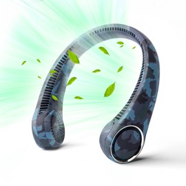 Portable Neck Fan, Hands Free Bladeless Fan, 360° Cooling Personal Fan,Wearable Quiet Fan for Outdoor Indoor, Birthday Gifts for Men Women Mom Dad, 4000mAh Battery USB Rechargeable(Blue Camouflage)