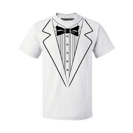 P&B Tuxedo White Funny Men's T-Shirt, L, White
