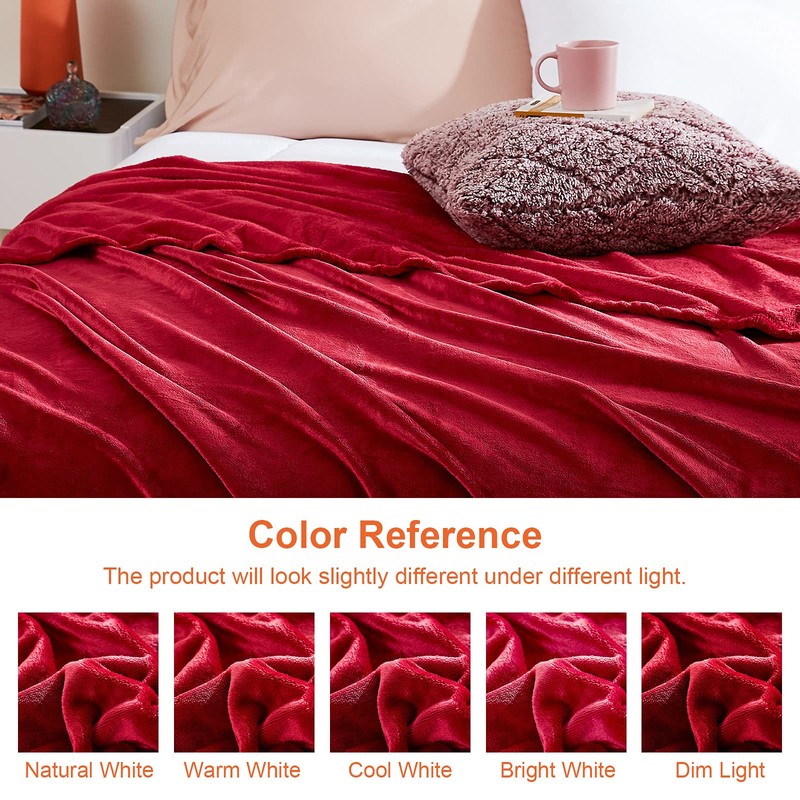 EHEYCIGA Fleece Blanket Red Throws for Sofas Fluffy Warm Soft