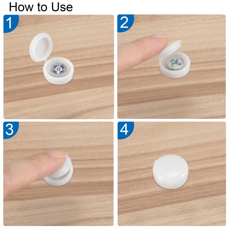 sourcing map Plastic Hinged Screw Cover Caps 5.8mm Hole Fold