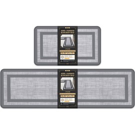 Mattitude Kitchen Mat Cushioned Rugs Anti-Fatigue Mats for Kitchen Floor,Waterproof Non-Slip Mats and Rugs Set for Office,Floor,Laundry 17.3"×29"+17.3"×59",Grey