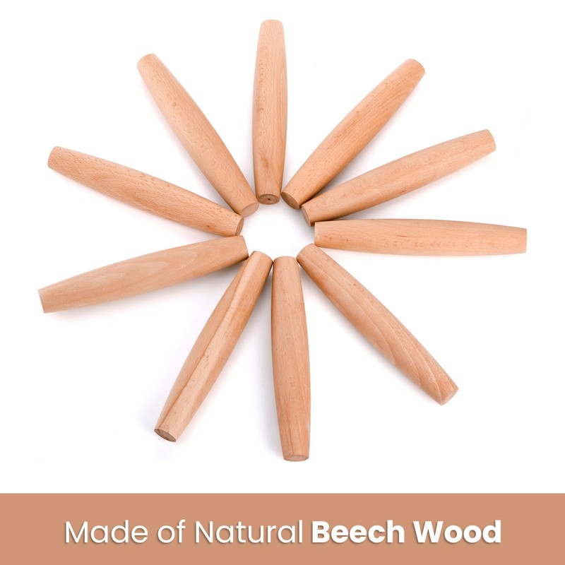 Elsjoy 12 Pack 8 Inch Small Wood Rolling Pins, Non-Stick