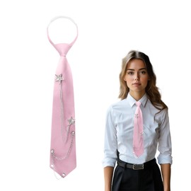 Kinretixia Pink Ties for Women Long Tie JK Uniform Tie Slim Tie Adjustable Tie for Girls Graduation Business Pink, pink