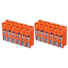 Storacell by Powerpax AAA Battery Storage Container - Holds 12 Batteries, Orange (Pack of 2)