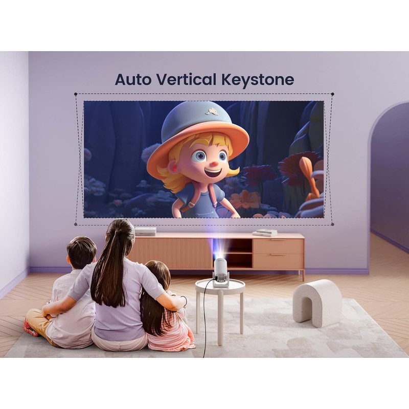 TECHVIDA Mini Projector 4K 1080P Supported with Android System, Portable