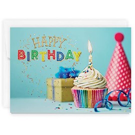 The Gallery Collection, 1 Count Card Pack, Birthday Card with Foil Lined Envelope (Glowing Birthday Cupcake)