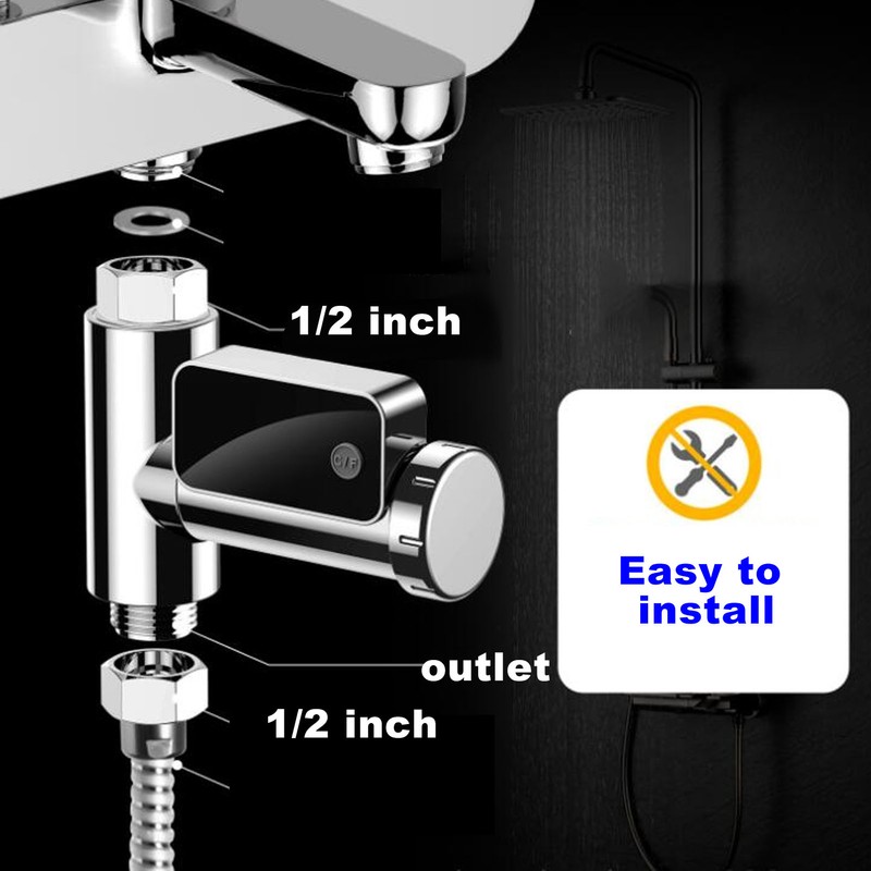 LED Display Water Shower Thermometer Rotatable Screen Waterproof Easy to