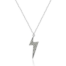 MUNORIAY Lightning Bolt Pendant Necklace: Diamond Flash Simple Punk Thunder Lightning Necklaces Hip Hop Jewelry Charm Inspirational Gift (silver)
