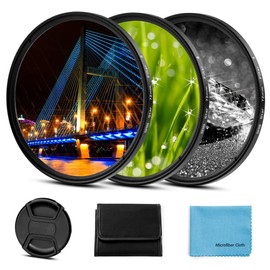 Fotover 58 mm Star Filter 3 Pieces (4 Points, 6 Points, 8 Points) with Centre Pinch Lens Cap for DSLR Cameras + 3 Slot Filter Bags