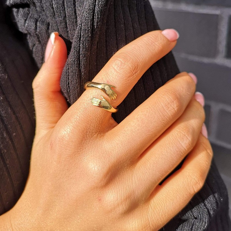 Lily Charmed - Gold Plated Adjustable Hug Ring