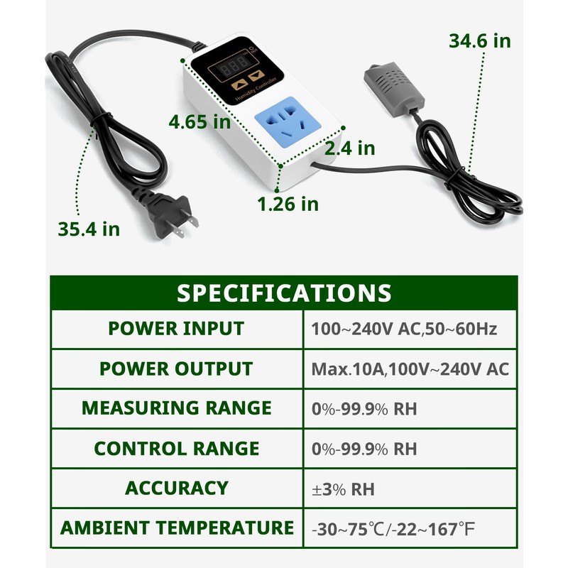 Humidifier Accessories Digital Humidity Controller for Grow Tent with Humidity
