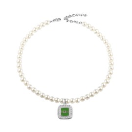 UJIMS Sorority Gifts Pretty Green and White Symbol Pearl Necklace Sisterhood Jewelry Sorority Graduation Gift (LinksSymbolPearlNecklace)
