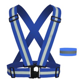 BEKKLPOU Warnwesten, Warnweste Kinder Erwachsene, Warnweste Laufen, High-Vis Reflektierende Warnweste, Für Jogging, Radfahren, Wandern, Tag Und Nacht Motorrad Radfahren (Königsblau)