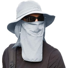 LeafIn Fishing Hat, Safari Hat, Wide Brim Gardening Hat, Shade Hat, Men's, Mesh, UV Protection, Sunscreen Protection, 3-Way Folding, Sunscreen Hat, Garden Hat, gray (light gray)