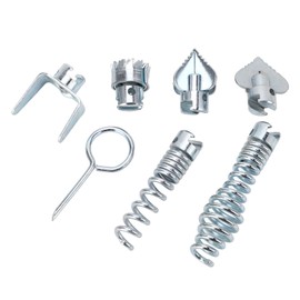 Drain Line Cleaner Tool, 0.63 Inch Chuck Drain Cutter Head Set Manganese Steel Easy Installation Dredging Machine Parts with Spring Key for Kitchen Bathroom