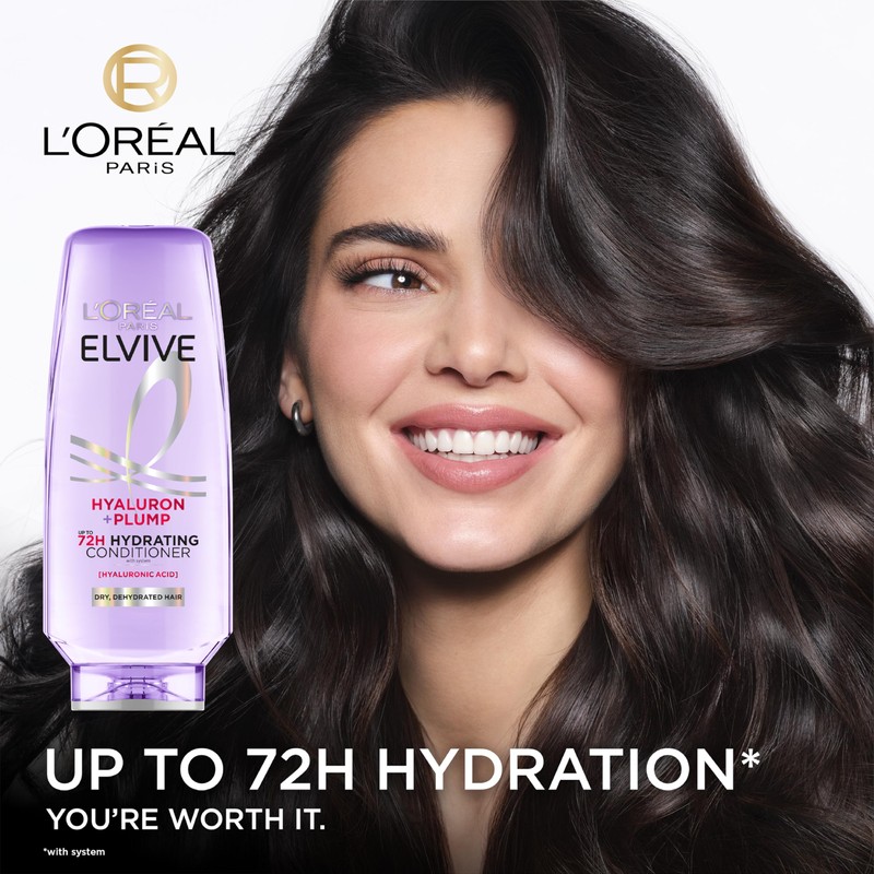L'Oreal Paris Elvive Hyaluron Plump Hydrating Conditioner for Dehydrated, Dry