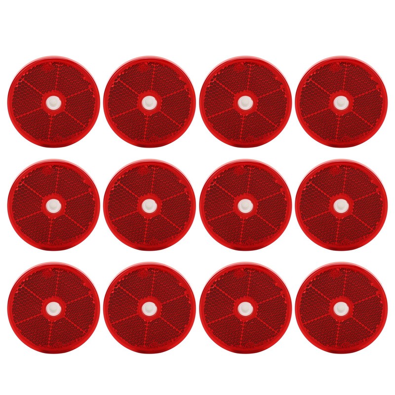 12PCs Round Reflector Red Reflective Sticker Waterproof Signal Warning for