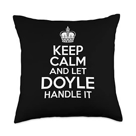 Let Doyle Handle It Keep Calm Funny Custom Name Throw Pillow, 18x18, Multicolor