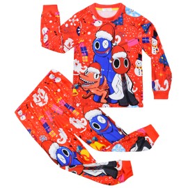 Rainbow Friends Boys Pajamas Kids 2pcs/set Pjs Child Home Pants Set Little Kids Long Sleeve Sleepwear Game Pyjamas Red 8-9 Years