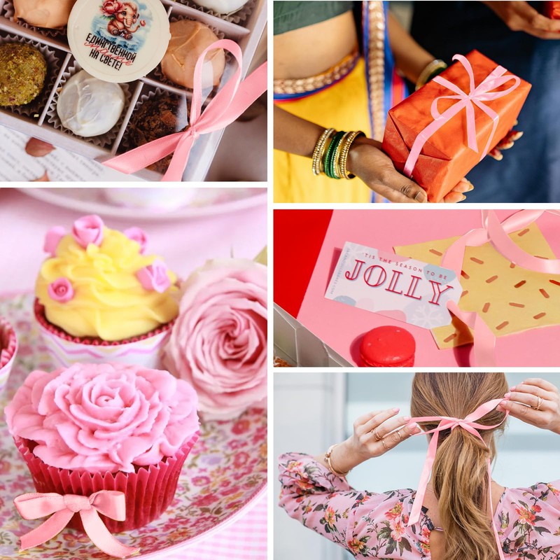 Luomorgo 1/2 Inch Satin Ribbon, 25 Yards Pink Satin Ribbon,