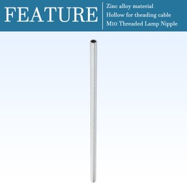 QUARKZMAN Lamp Pipe Nipple M10 Thread 12.2 Inch Long x 2 Pieces All Thread Hollow Centre Hardware for Hanging Ceiling Fans, [Silver Tone, Zinc Alloy]