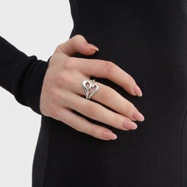 Aprilery 14K Gold Plated Adjustable Heart Ring for Women – Open Stacking Ring, Wear Alone or Layered, Two-Tone Intertwined Butterfly Design, Individual or Set, Perfect Promise or Friendship Gift
