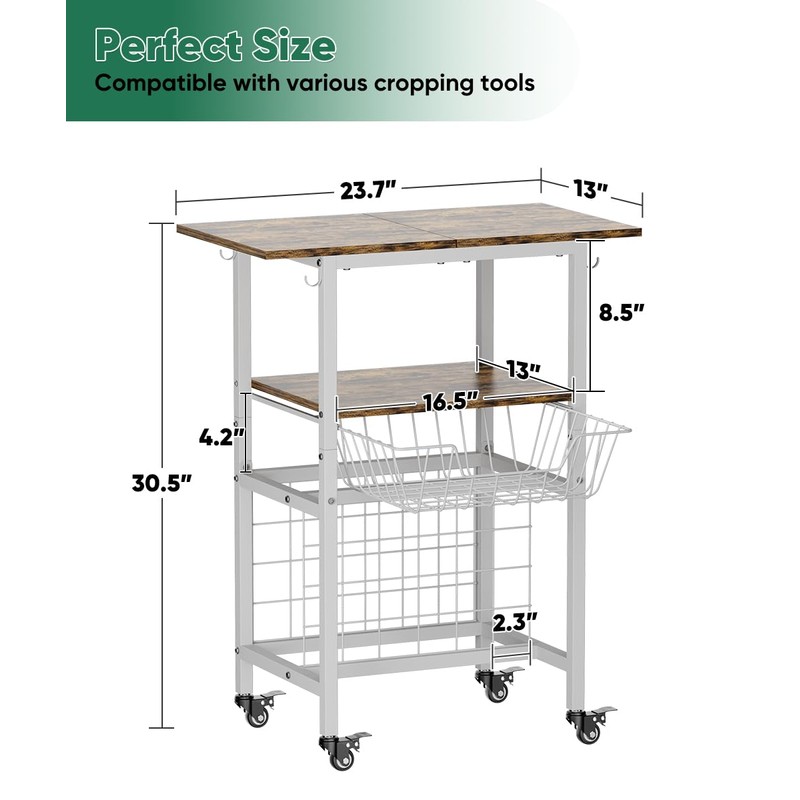 Queension Craft Cart with Wheels for Cricut Machines, Craft Organization