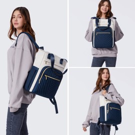 LOVEVOOK 2 in 1 Women's Handbag Backpack, Beige dark blue, Rucksack