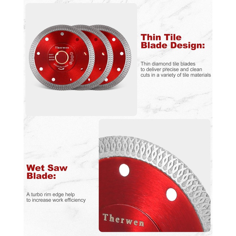 Therwen 20 PCS Diamond Saw Blade 4-1/2 inch Thin Tile