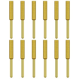 QINIZX 12 Pack Diamond Chainsaw Sharpener Burr Files 1/8" Shank, 3/16 Inch Replacement Sharpening Stones, Titanium Plated Sharpening Wheels Polishing Grinding Tool Grinding Bits (3/16 Inch/ 4.8 mm)