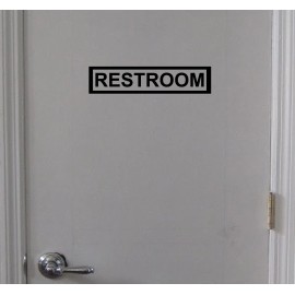 CrownVinyl.com RESTROOM Sign Vinyl Decal Sticker - Door Window Wall - Inside or Outside  - White