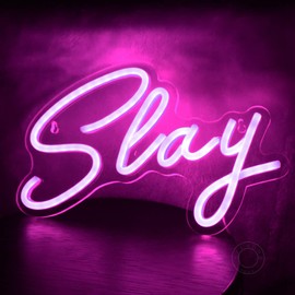 SYLHOME Pink Slay LED Neon Light Sign Cool Boys Girls Preppy Bedroom Game Play Room Desk Wall Decor Sign Do Well Club Pub Bar Man Cave Game Center Birthday Christmas Gift 5V USB Night Light 11.8" X 8"