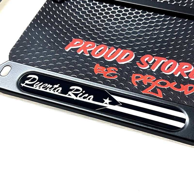 Puerto Rico Black Flag Domed Black License Plate Frame -US