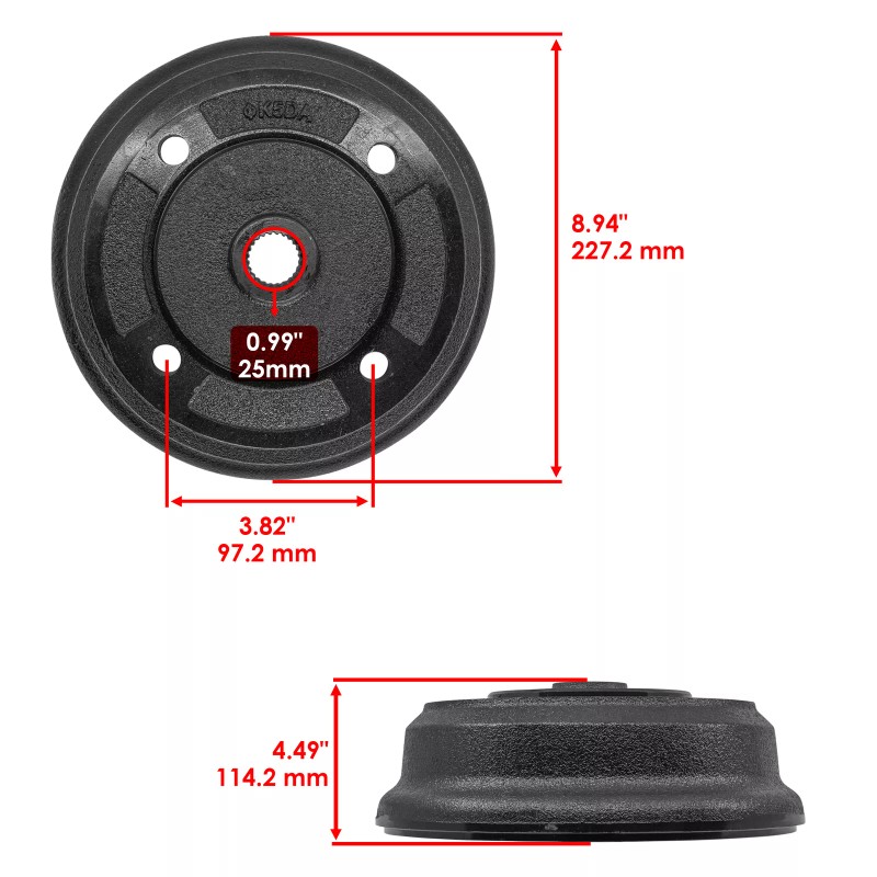 Caltric Front Brake Drum Wheel Hub w/ Bolts fits Kawasaki